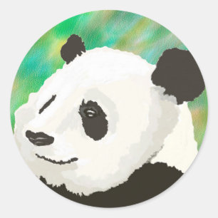 Redonda Pegatina de Panda pintado