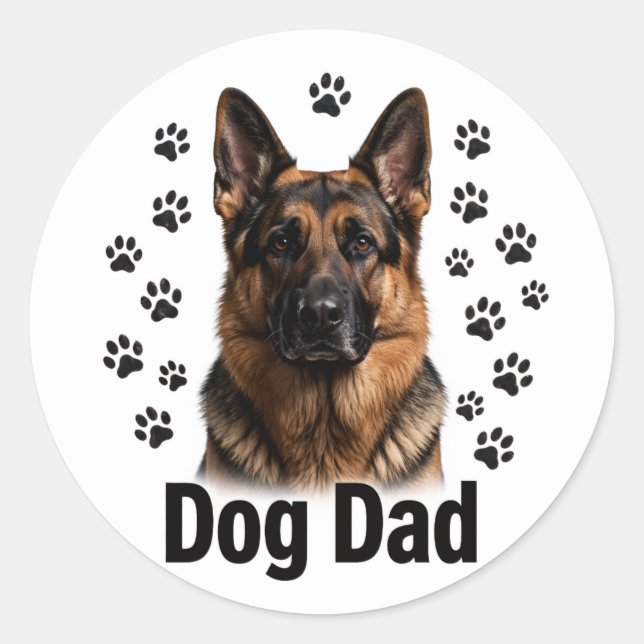 Redonda Pegatina de Papá Perro (Anverso)