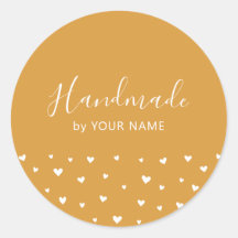 Pegatina de paquete hecha a mano con corazones lin