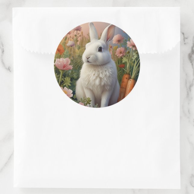 Redonda Pegatina de Parches de Blossom Bunny & Carrot (Bolso)