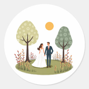 Redonda Pegatina de pareja Boda caprichoso
