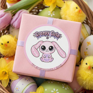 Redonda Pegatina de Pascua de conejo gótico rosa espeluzna
