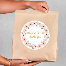Pegatina de pastel dulce "Horneado con amor"