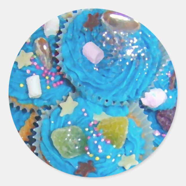 Redonda Pegatina de pasteles azules (Anverso)