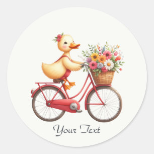 Redonda Pegatina de pato de bicicleta floral