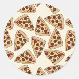 Redonda Pegatina de patrón de fiesta de pizza temática