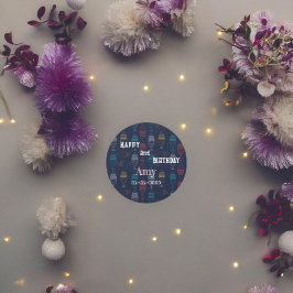 Redonda Pegatina de patrón de peces multicolor