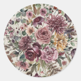 Redonda Pegatina de patrón floral otoñal romántico
