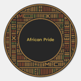 Redonda Pegatina de patrón Kente de oro africano