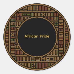 Redonda Pegatina de patrón Kente de oro africano