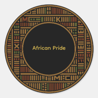 Redonda Pegatina de patrón Kente de oro africano