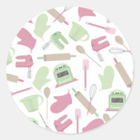 Pegatina de patrones de cocina rosa y verde