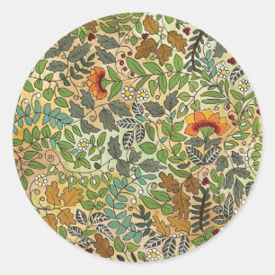 Redonda Pegatina de patrones florales ilustrados