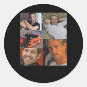 Redonda Pegatina de Paul Walker Collage