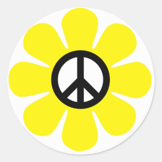 Redonda Pegatina de Peace Daisy