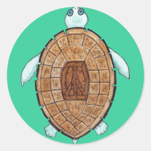 Redonda Pegatina de Peace Turt