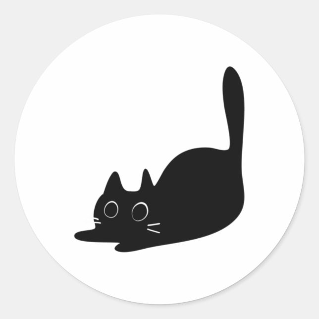 Redonda Pegatina de Pegatina de gato negro (Anverso)