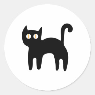 Redonda Pegatina de Pegatina de gato negro1