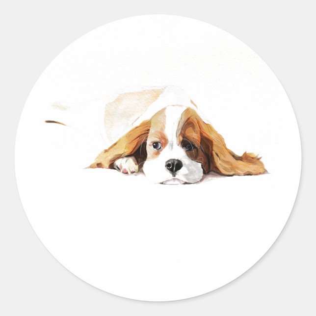 Redonda Pegatina de perro Cavalier King, regalo adorable (Anverso)