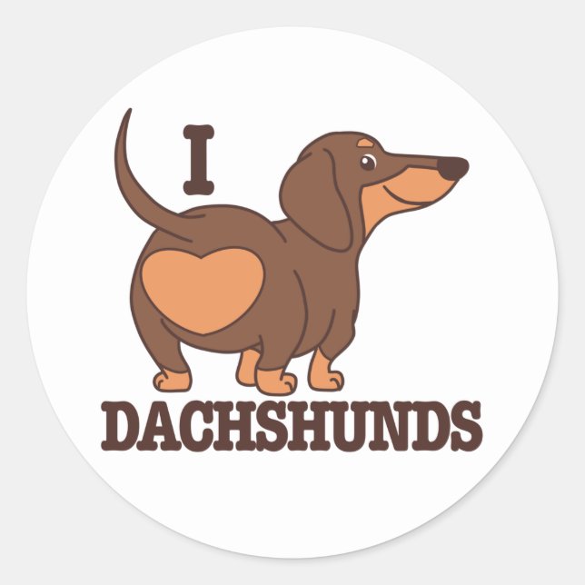 Redonda Pegatina de perro de amor de Dachshund (Anverso)