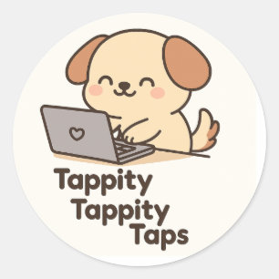 Redonda Pegatina de perro Kawaii que hace Tap Tap Tap