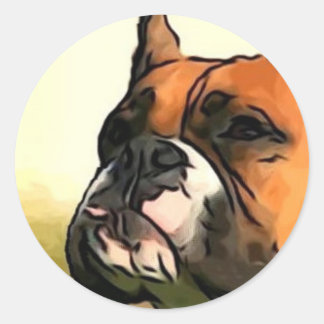 Redonda Pegatina de perros Boxer
