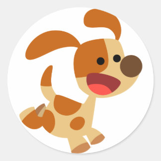 Redonda Pegatina de perros de dibujos animados