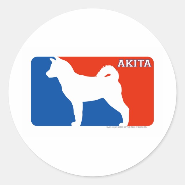 Redonda Pegatina de Perros de la Liga Mayor Akita (Anverso)