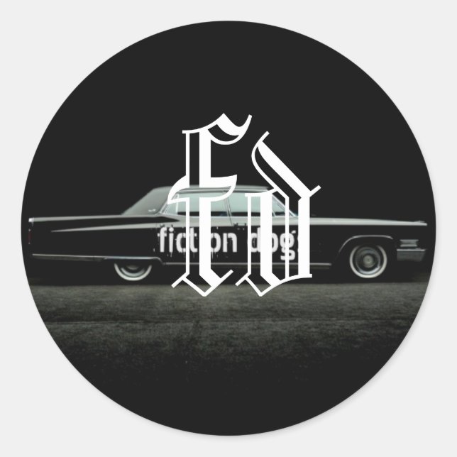 Redonda pegatina de perros ficticios (Anverso)