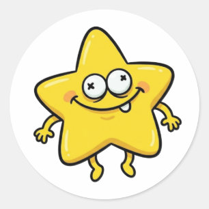 Redonda Pegatina de personaje de estrella de dibujos anima