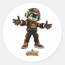 Pegatina de personaje de robot de IA futurista Axe