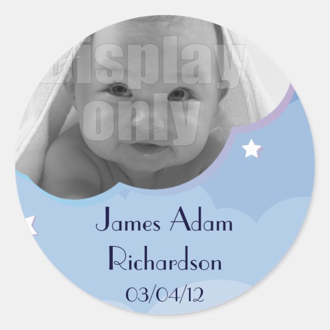 Redonda Pegatina de personalizable azul (Anverso)