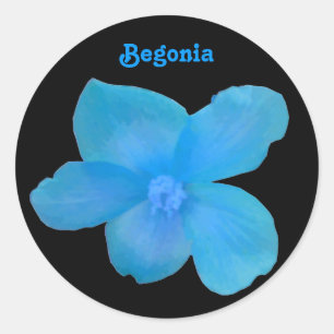 Redonda Pegatina de Personalizable de Begonia Azul