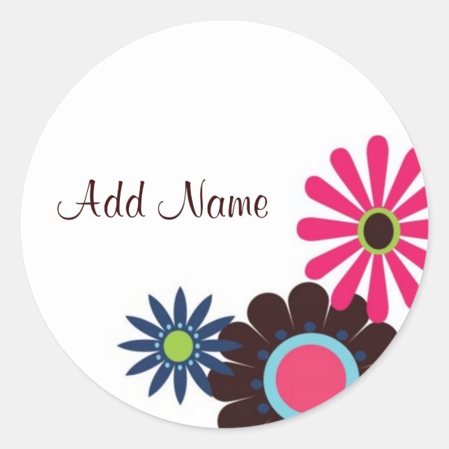 Redonda Pegatina de Personalizable de energía de flores (Anverso)