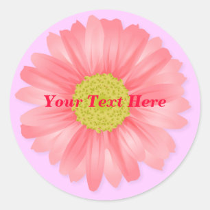 Redonda Pegatina de Personalizable Pink Gerbera Daisy