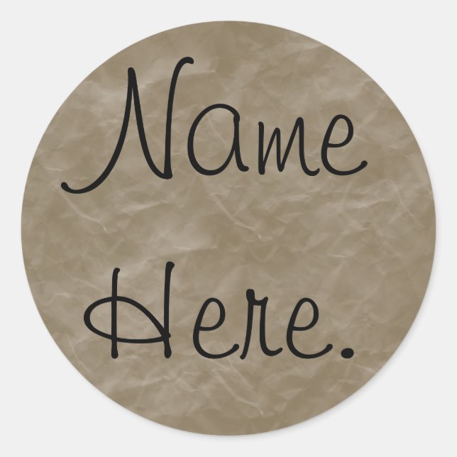 Redonda Pegatina de Personalizado de bolsitas de papel (Anverso)