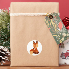 Redonda Pegatina de Personalizado de Cunning Cute Fox