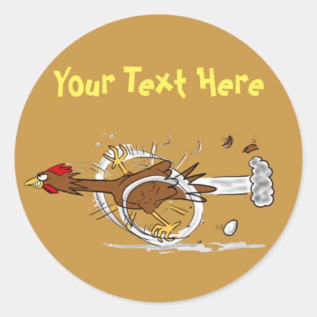 Redonda Pegatina de personalizado de pollo rápido y fresco (Anverso)