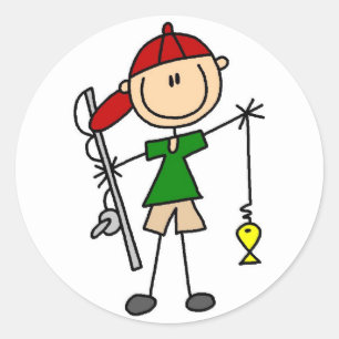 Redonda Pegatina de pesca con figura de palo