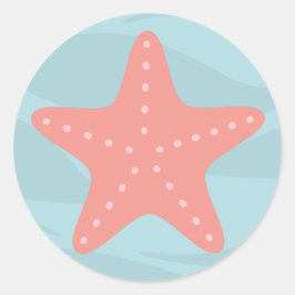 Redonda Pegatina de pescado con estrellas del mar