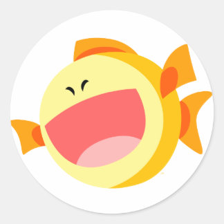 Redonda Pegatina de pescado de Cute Happy Personalizado