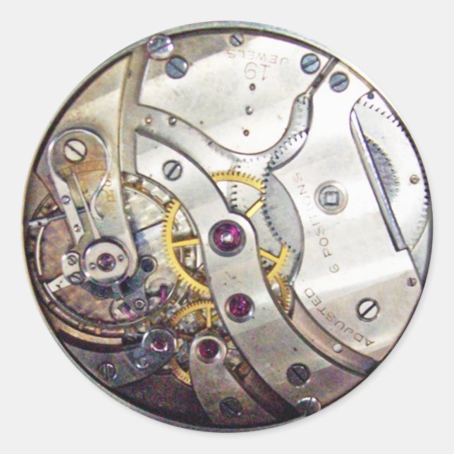 Redonda Pegatina de piezas móviles Steampunk (Anverso)