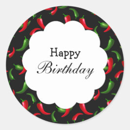 Redonda Pegatina de pimienta infantil rojo y verde