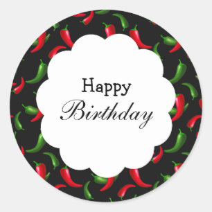 Redonda Pegatina de pimienta infantil rojo y verde