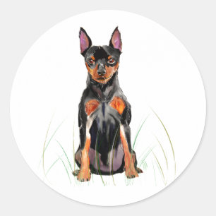 Redonda Pegatina de Pinscher Miniatura, Amante de los Perr