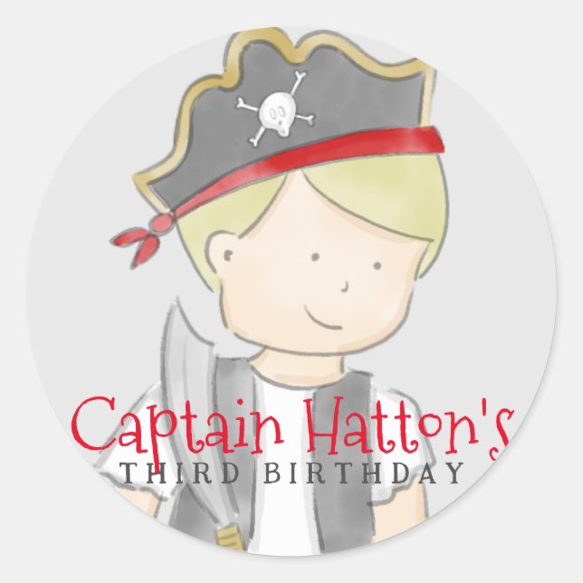 Redonda Pegatina de pirata Boy Blonde (Anverso)