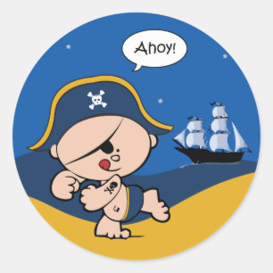 Redonda Pegatina de Piratas y Buques
