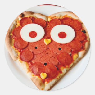 Redonda Pegatina de pizza en forma de corazón - Comida div