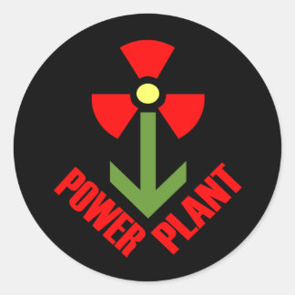 Redonda Pegatina de planta de energía (negro)