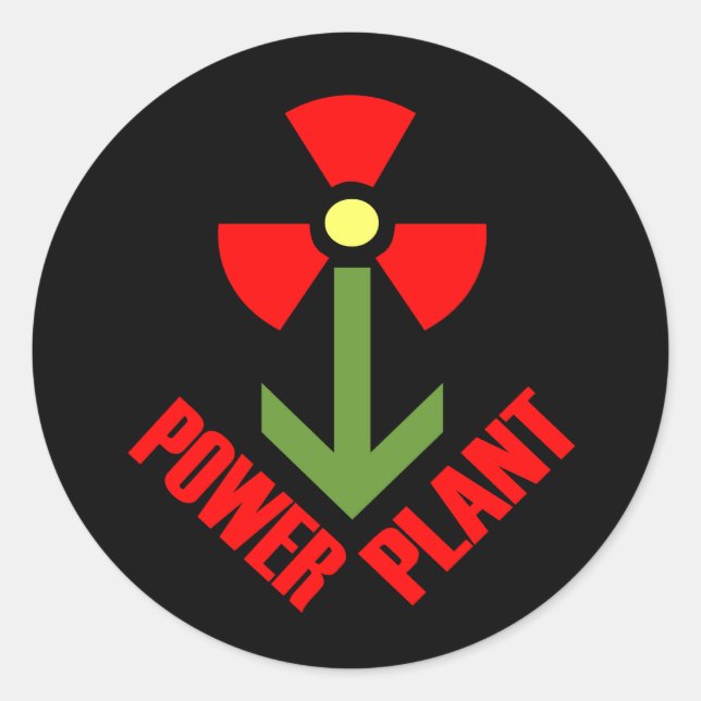 Redonda Pegatina de planta de energía (negro) (Anverso)